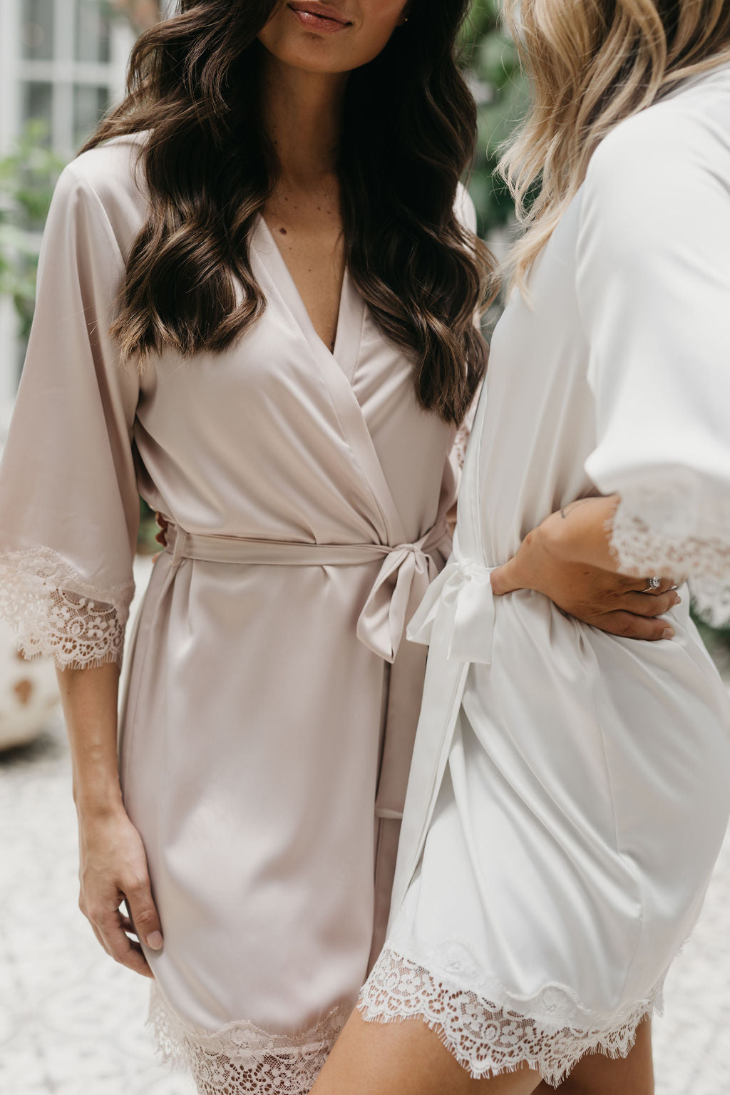 Josie Satin Lace Trim Robe - lerose AU