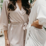 Josie Satin Lace Trim Robe - lerose AU
