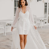 Cassidy Forget Me Knot Maxi Lace Bridal Robe  - Includes Slip