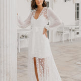 Cassidy Forget Me Knot Maxi Lace Bridal Robe  - Includes Slip