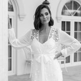 Cassidy Forget Me Knot Maxi Lace Bridal Robe  - Includes Slip
