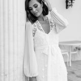 Cassidy Forget Me Knot Maxi Lace Bridal Robe  - Includes Slip