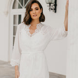 Maeve Lace Trim Bridal Robe - Includes Slip