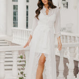 Hannah Lace Trim Maxi Bridal Robe - Includes Slip