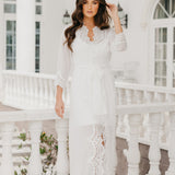 Hannah Lace Trim Maxi Bridal Robe - Includes Slip