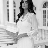 Hannah Lace Trim Maxi Bridal Robe - Includes Slip
