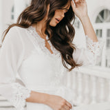 Hannah Lace Trim Maxi Bridal Robe - Includes Slip