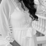Hannah Lace Trim Maxi Bridal Robe - Includes Slip
