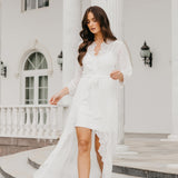 Hannah Lace Trim Maxi Bridal Robe - Includes Slip
