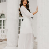 Hannah Lace Trim Maxi Bridal Robe - Includes Slip