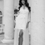 Hannah Lace Trim Maxi Bridal Robe - Includes Slip