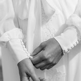 Vivian Lace Trim Maxi Bridal Robe With Train - Includes Slip