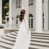 Vivian Lace Trim Maxi Bridal Robe With Train - Includes Slip