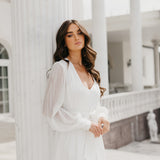 Alaina Pleated Sleeve Satin Maxi Bridal Robe - Includes Slip