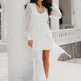 Alaina Pleated Sleeve Satin Maxi Bridal Robe - Includes Slip