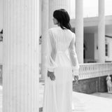 Alaina Pleated Sleeve Satin Maxi Bridal Robe - Includes Slip