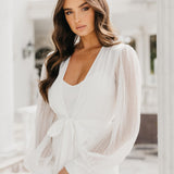 Alaina Pleated Sleeve Satin Maxi Bridal Robe - Includes Slip