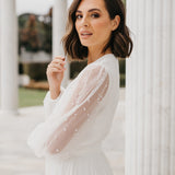 Sophia Hand Beaded Pearl Sleeve Maxi Bridal Robe - Includes Slip