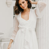 Sophia Hand Beaded Pearl Sleeve Maxi Bridal Robe - Includes Slip