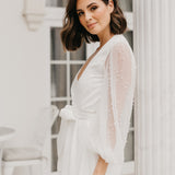 Sophia Hand Beaded Pearl Sleeve Maxi Bridal Robe - Includes Slip