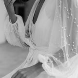 Sophia Hand Beaded Pearl Sleeve Maxi Bridal Robe - Includes Slip