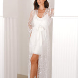 Adelina Spot Lace Maxi Bridal Robe - Includes Slip