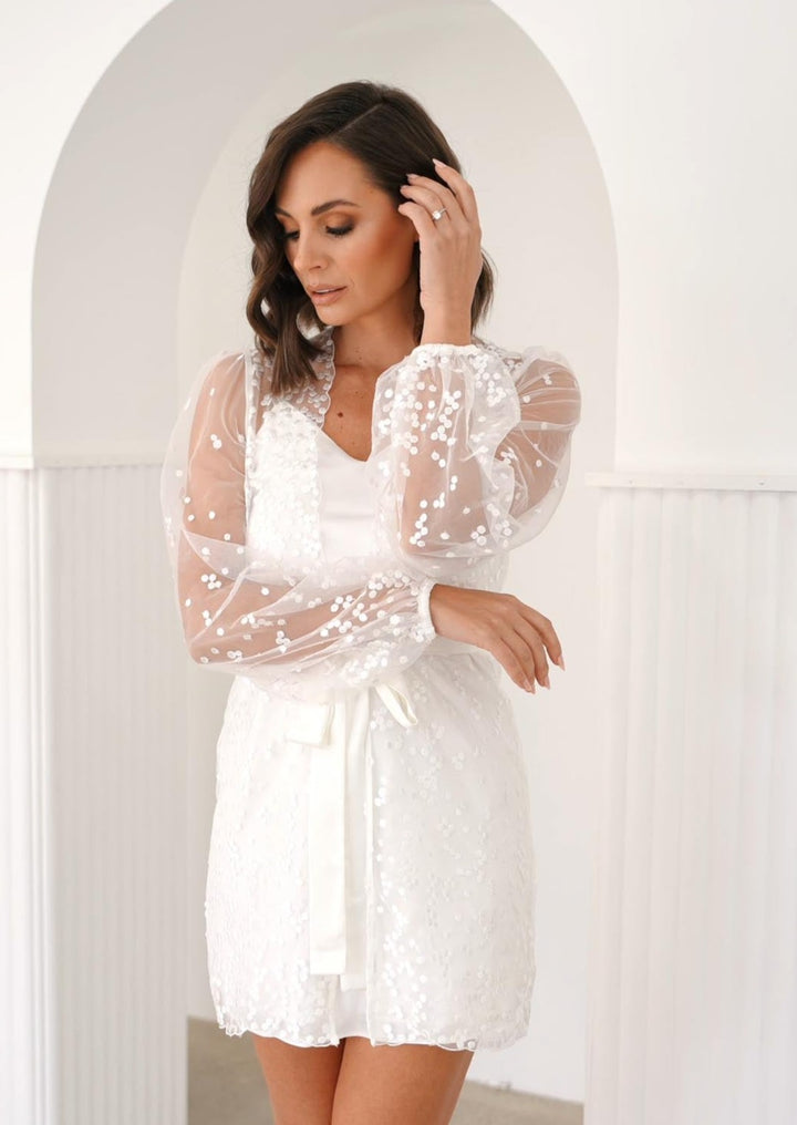 Camile Spot Lace Bridal Robe - Includes Slip