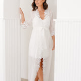 Iris Lace Trim Maxi Bridal Robe - Includes Slip