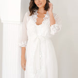 Iris Lace Trim Maxi Bridal Robe - Includes Slip