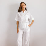 Portia Linen Bridal Pyjamas Long White