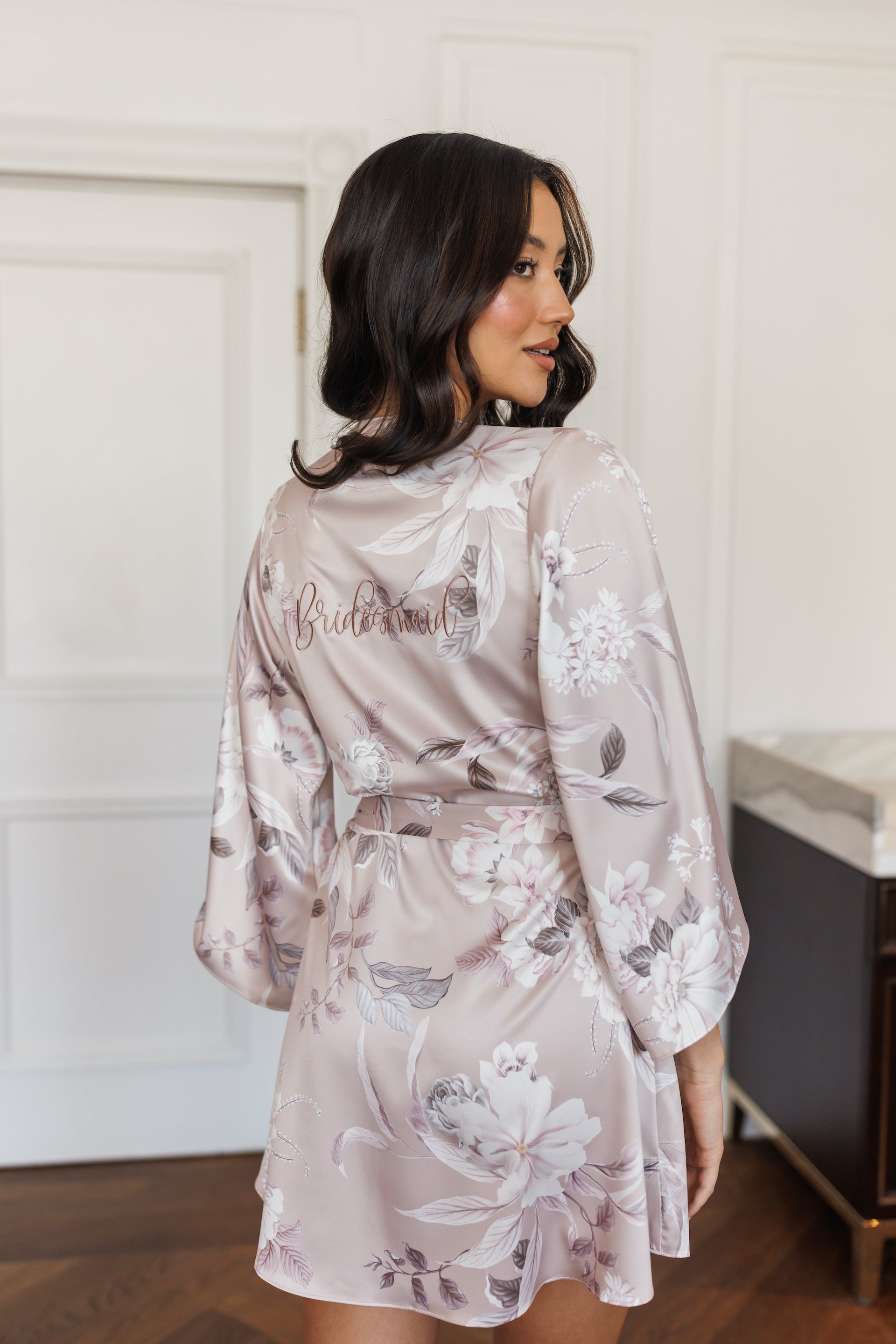 MJ Satin Floral Bridesmaid Robe