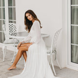 Arianna Beaded Floral Lace Maxi Bridal Robe With Train - Includes Slip