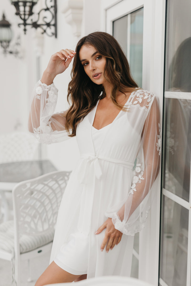 Amara Beaded Floral Lace Maxi With Train - Includes Slip