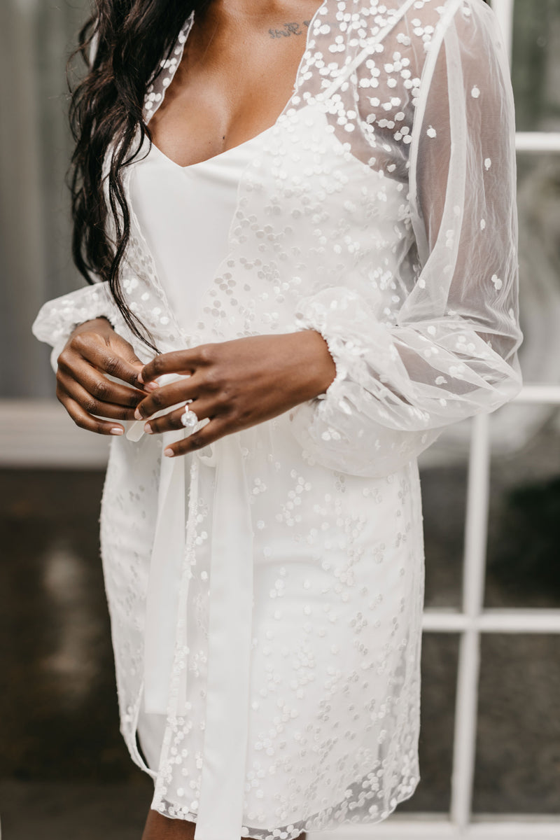 Camile Spot Lace Robe - Includes Slip - lerose AU