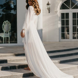 Arianna Beaded Floral Lace Maxi Bridal Robe With Train - Includes Slip