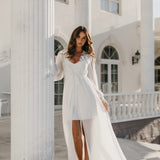 Arianna Beaded Floral Lace Maxi Bridal Robe With Train - Includes Slip