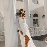 Arianna Beaded Floral Lace Maxi Bridal Robe With Train - Includes Slip