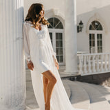 Arianna Beaded Floral Lace Maxi Bridal Robe With Train - Includes Slip