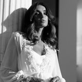 Arianna Beaded Floral Lace Maxi Bridal Robe With Train - Includes Slip