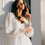 Arianna Beaded Floral Lace Maxi Bridal Robe With Train - Includes Slip