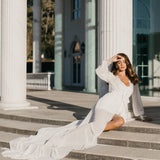 Arianna Beaded Floral Lace Maxi Bridal Robe With Train - Includes Slip