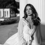 Arianna Beaded Floral Lace Maxi Bridal Robe With Train - Includes Slip
