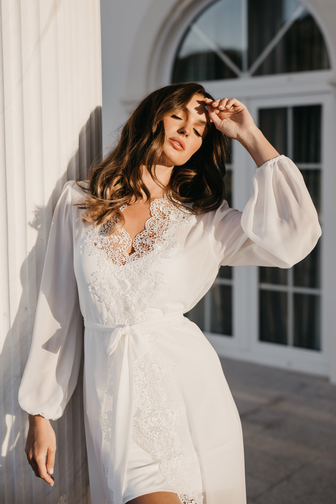 Layla Lace Trim Maxi Bridal Robe - Includes Slip