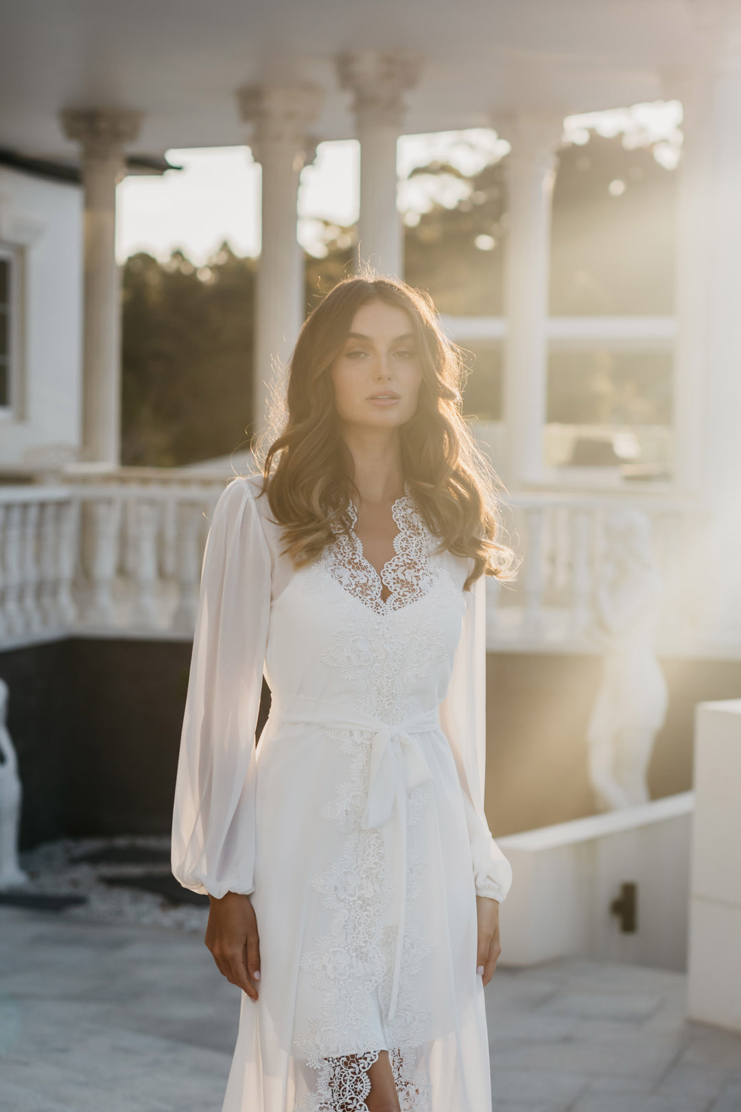 Layla Lace Trim Maxi Bridal Robe - Includes Slip