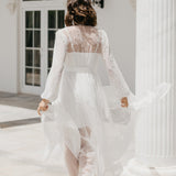 Millie Hand Beaded Pearl Mesh Maxi Bridal Robe - Includes Slip