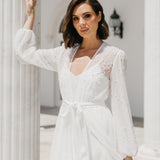 Millie Hand Beaded Pearl Mesh Maxi Bridal Robe - Includes Slip