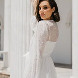 Millie Hand Beaded Pearl Mesh Maxi Bridal Robe - Includes Slip