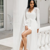 Millie Hand Beaded Pearl Mesh Maxi Bridal Robe - Includes Slip