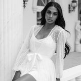 Millie Hand Beaded Pearl Mesh Maxi Bridal Robe - Includes Slip