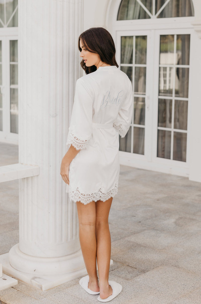 Alessandra Lace Trim Satin Robe